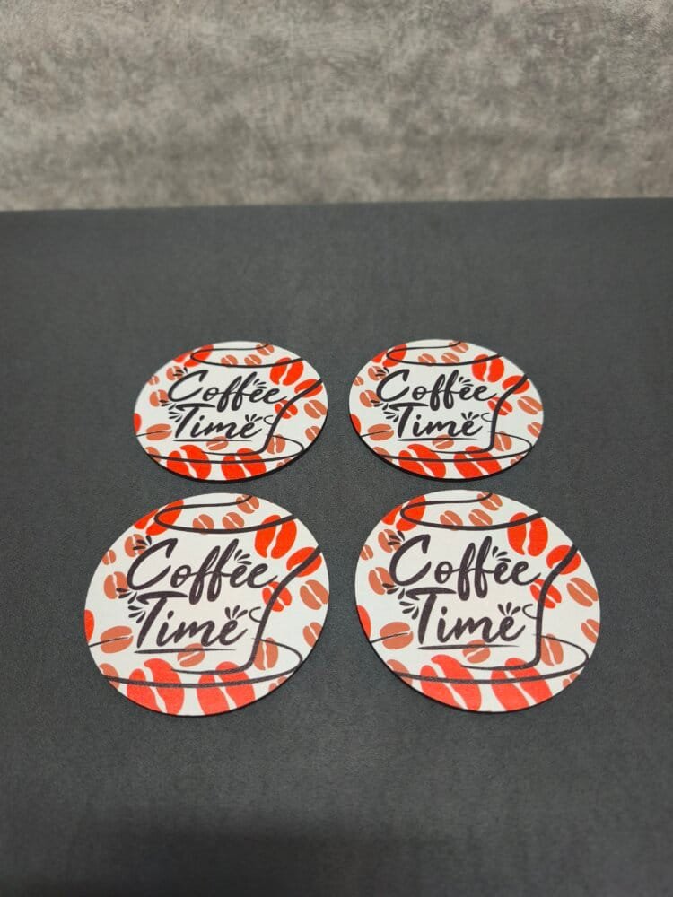Cofe Time Baskılı Bardak Altlığı Mdf